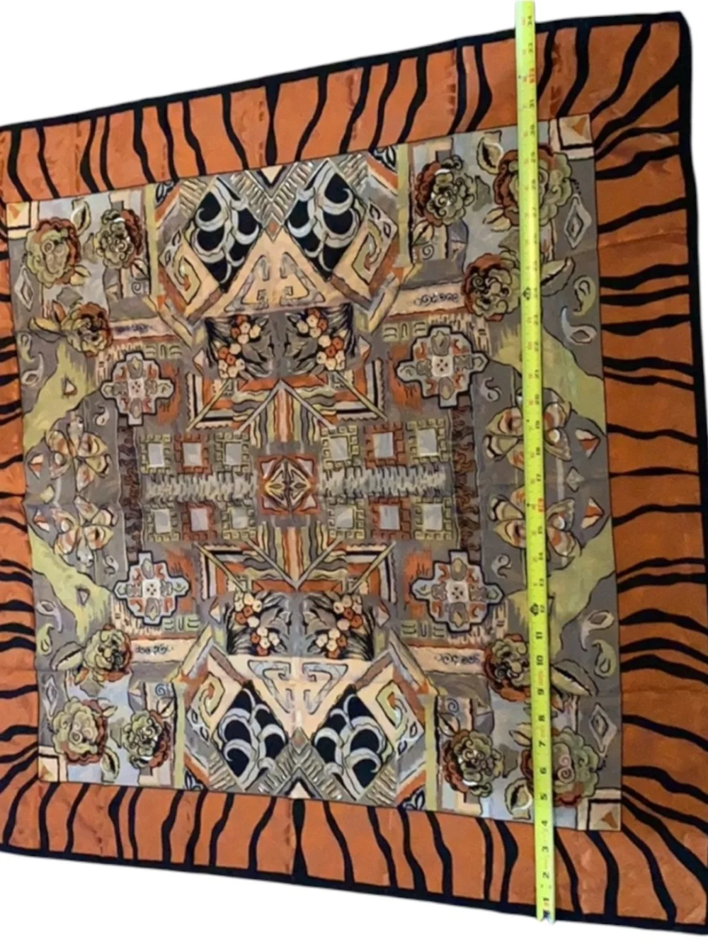Vintage Italian 100% Silk Scarf Animal Print Pictorial Square 34”